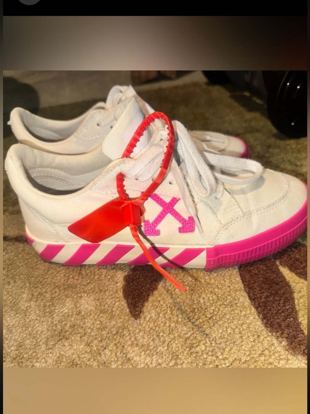 Women’s Hot Pink and White OFF WHITE Sneakers